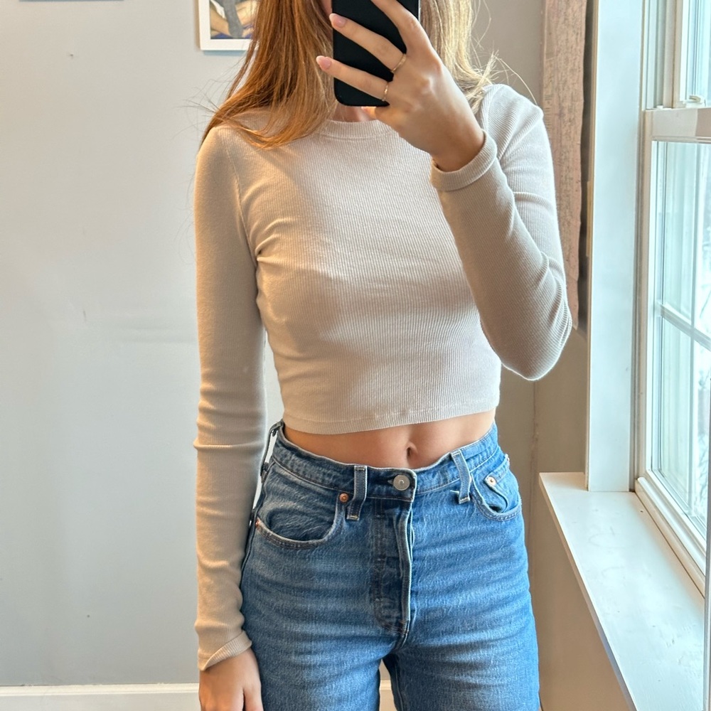 Abercrombie tan soft af rib long sleeve